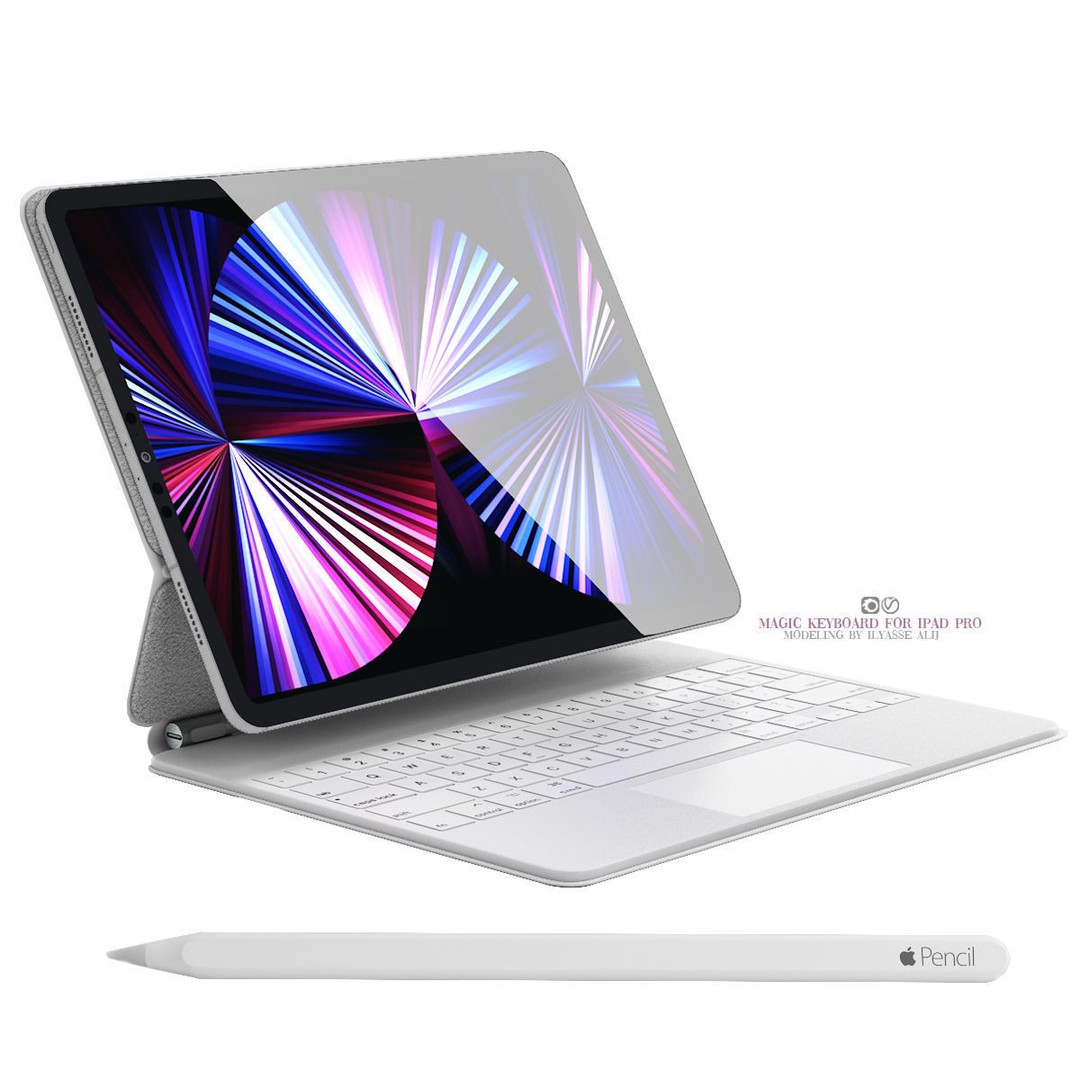 Apple 3D Model – iPad Pro, Mini, Magic Keyboard, Game Ready - View 8