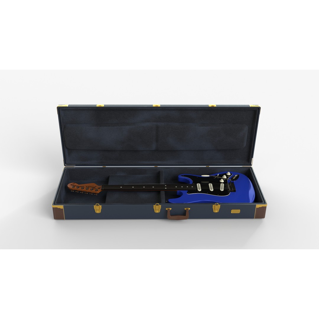 Blue Electric Guitar 3D Model – PBR Textures, FBX, OBJ, Blender - View 10