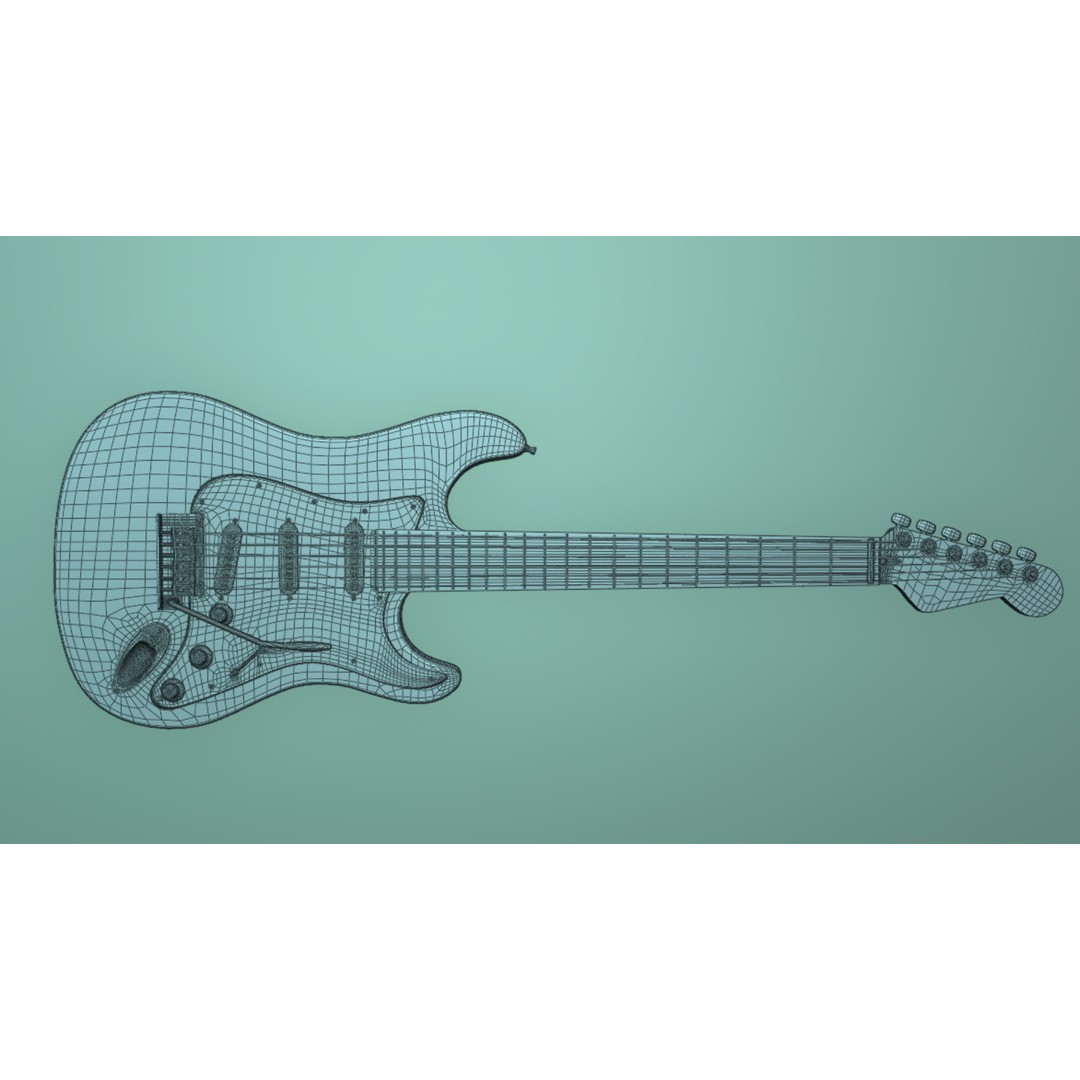 Blue Electric Guitar 3D Model – PBR Textures, FBX, OBJ, Blender - View 18