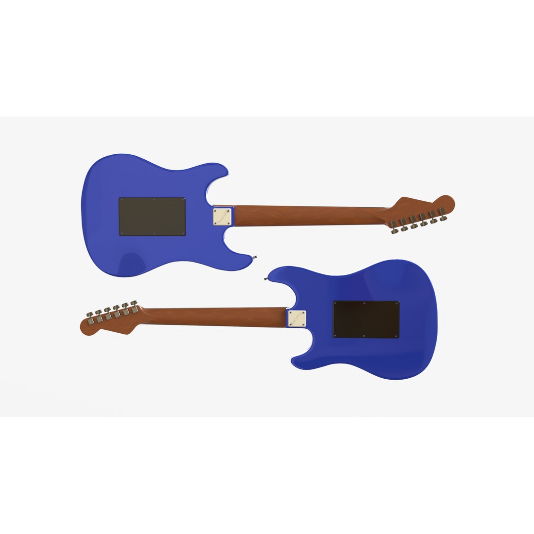 Blue Electric Guitar 3D Model – PBR Textures, FBX, OBJ, Blender - View 4