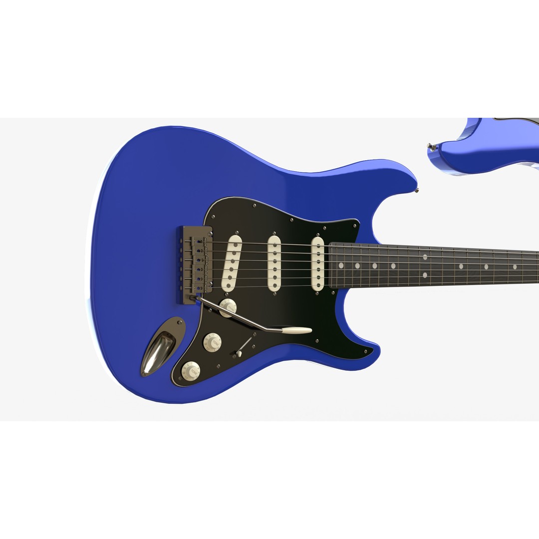Blue Electric Guitar 3D Model – PBR Textures, FBX, OBJ, Blender - View 5