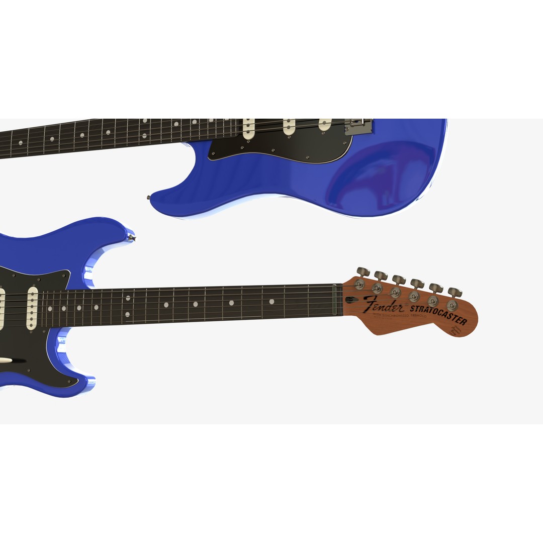 Blue Electric Guitar 3D Model – PBR Textures, FBX, OBJ, Blender - View 6