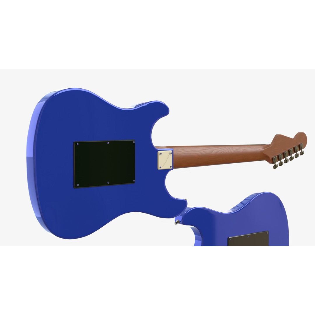 Blue Electric Guitar 3D Model – PBR Textures, FBX, OBJ, Blender - View 7