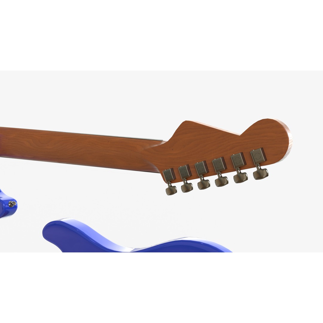 Blue Electric Guitar 3D Model – PBR Textures, FBX, OBJ, Blender - View 8