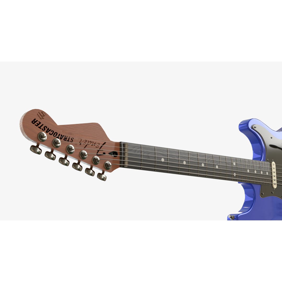 Blue Electric Guitar 3D Model – PBR Textures, FBX, OBJ, Blender - View 9