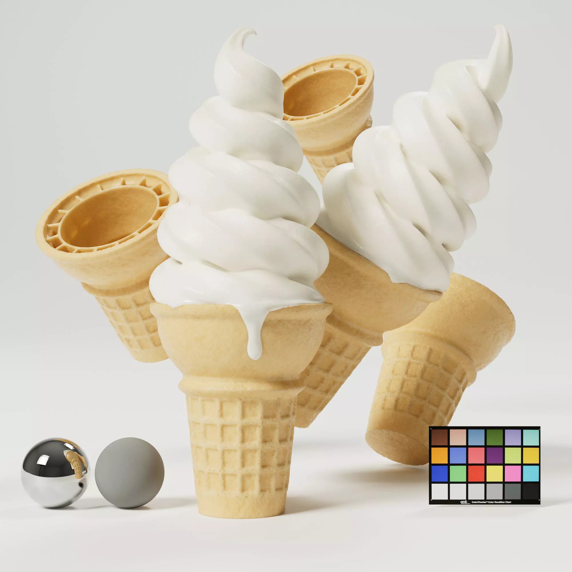 Ice Cream Soft Serve Cone - PBR Game-Ready 3D Model - View 2
