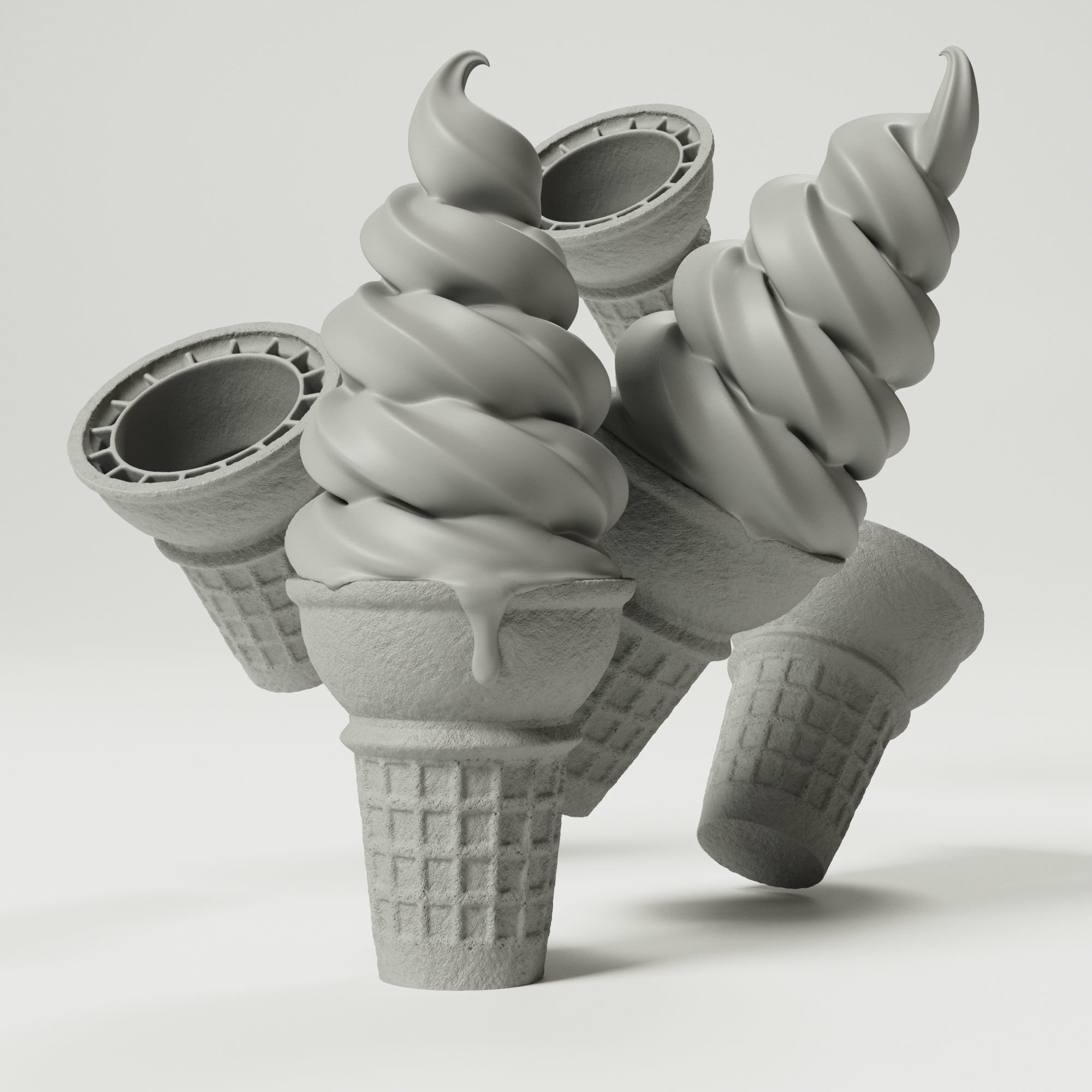 Ice Cream Soft Serve Cone - PBR Game-Ready 3D Model - View 3