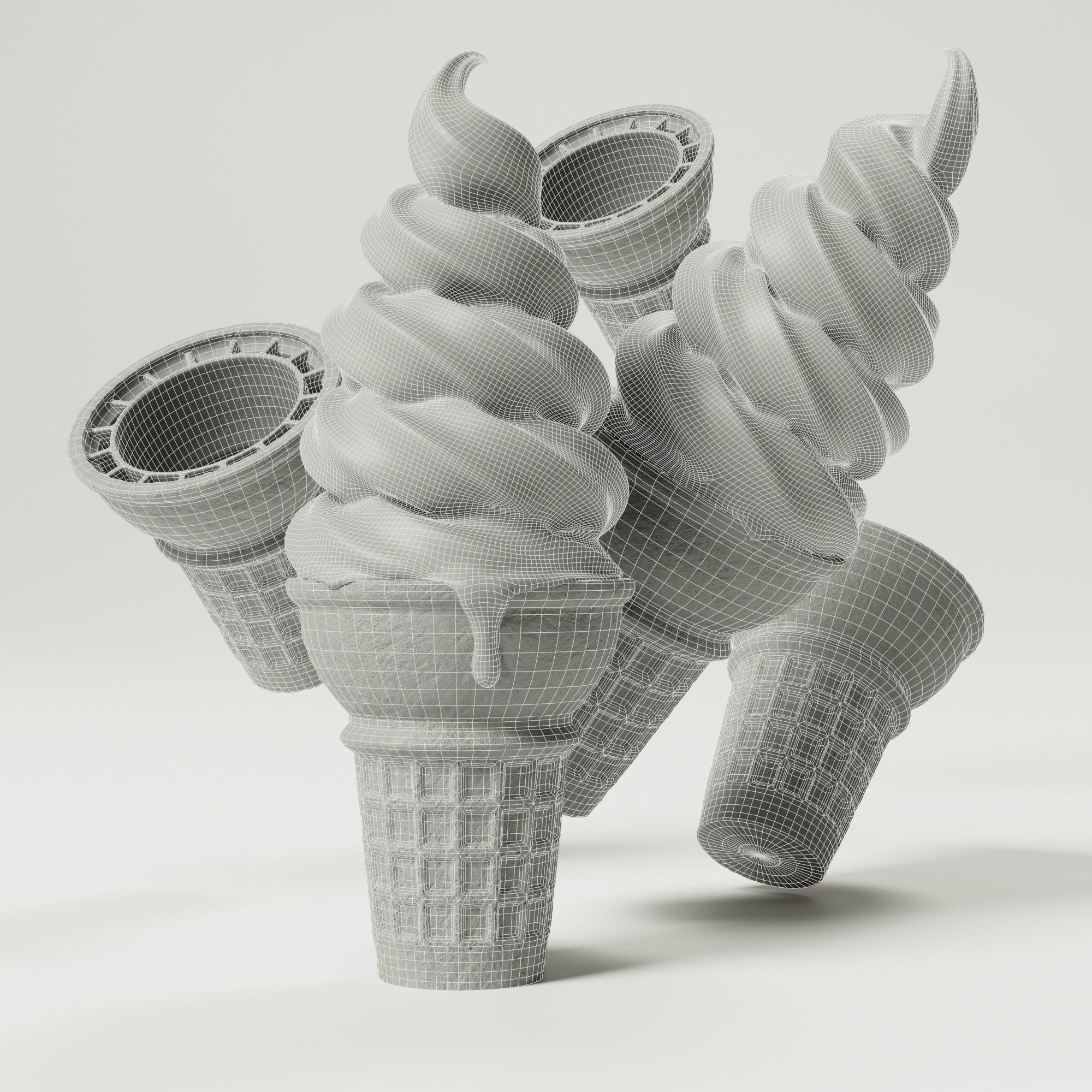 Ice Cream Soft Serve Cone - PBR Game-Ready 3D Model - View 4