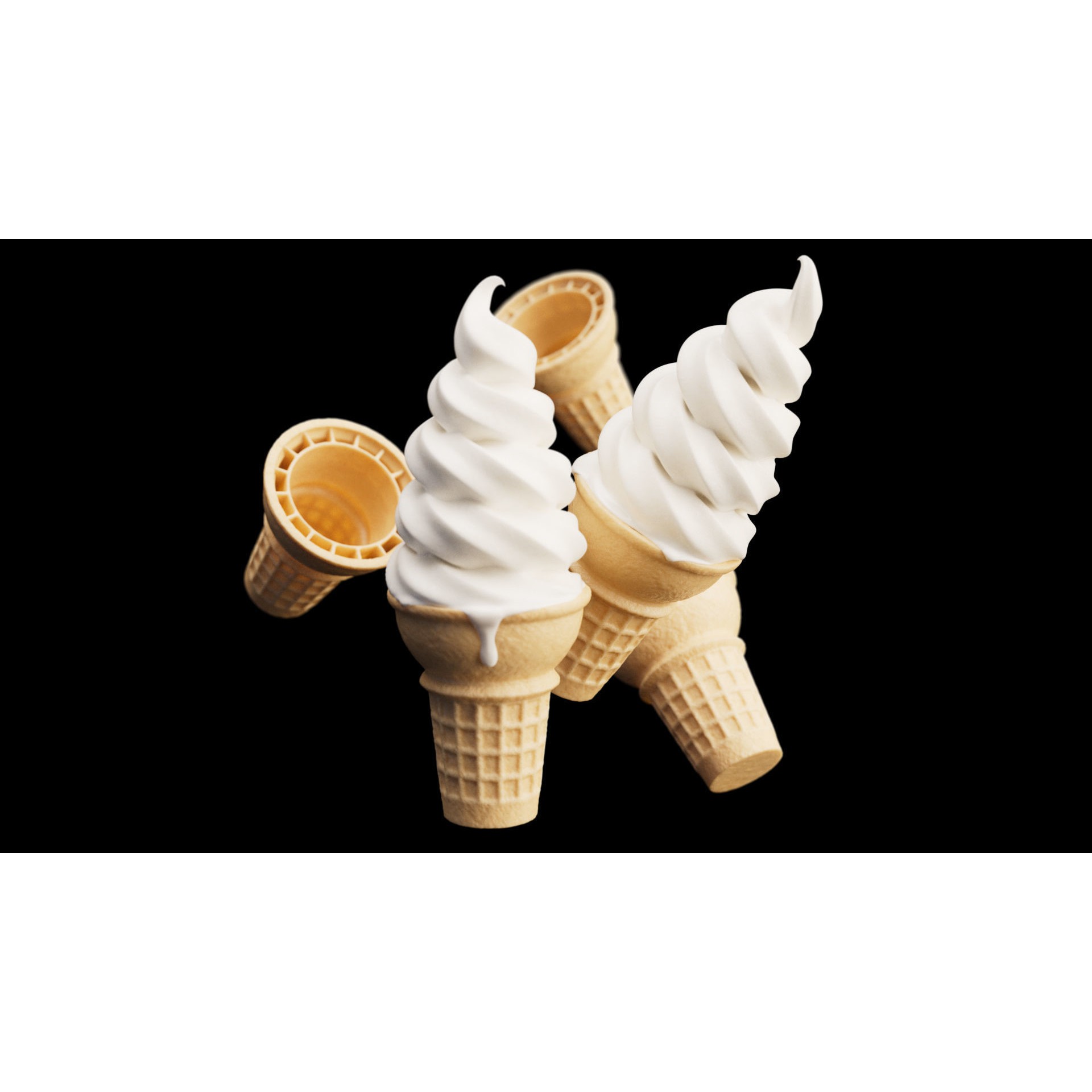 Ice Cream Soft Serve Cone - PBR Game-Ready 3D Model - View 6