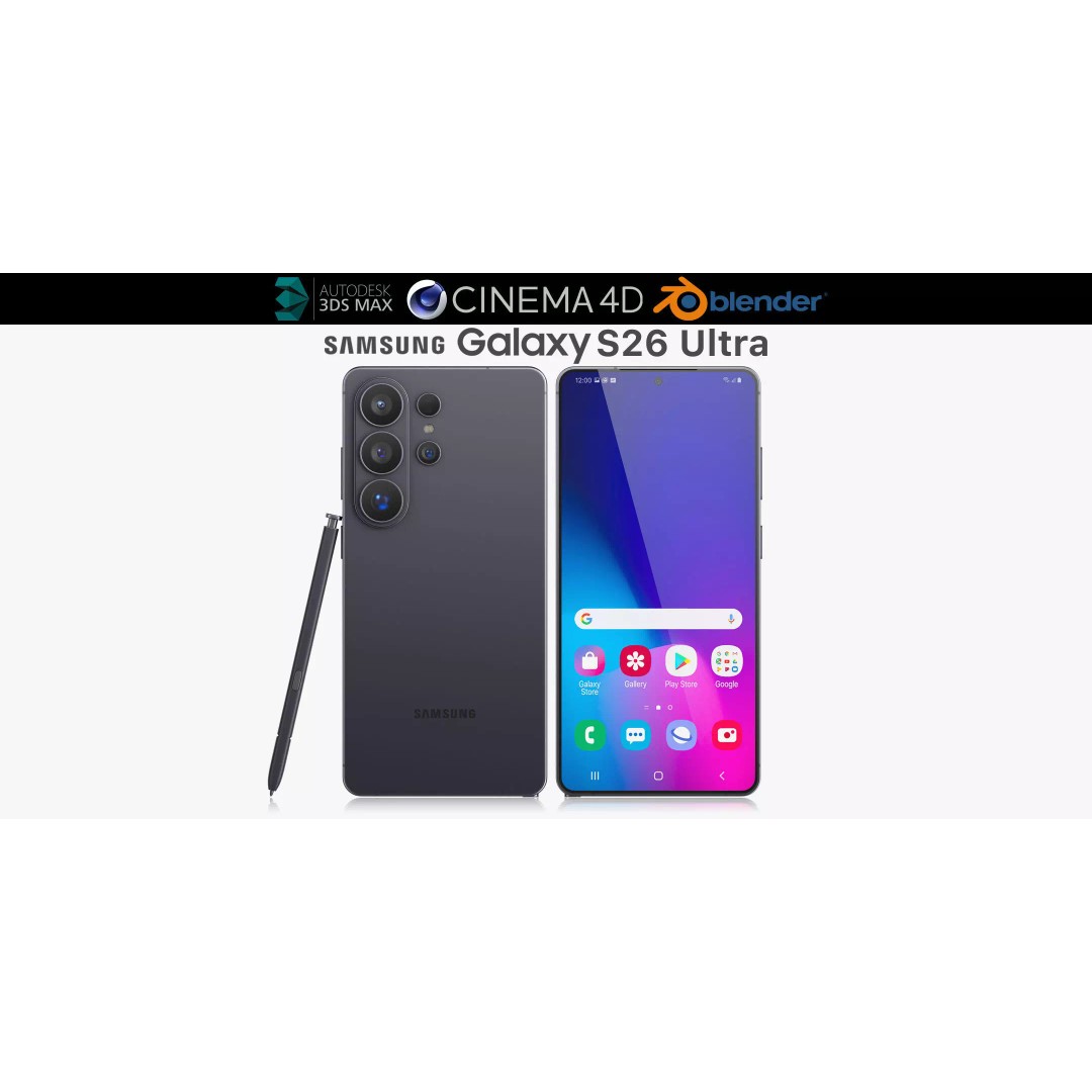 Samsung Galaxy S26 Ultra 3D Model – Realistic Phone Asset, FBX, OBJ, Blender - View 2