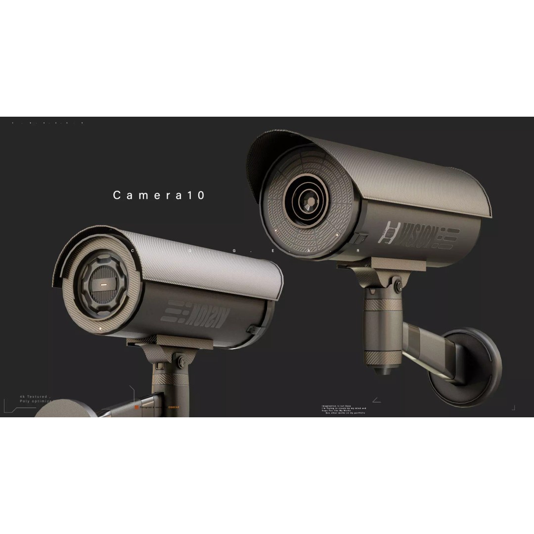 Sci-Fi CCTV Camera 3D Model – High-Detail Pack with 4K Textures, FBX & Blender