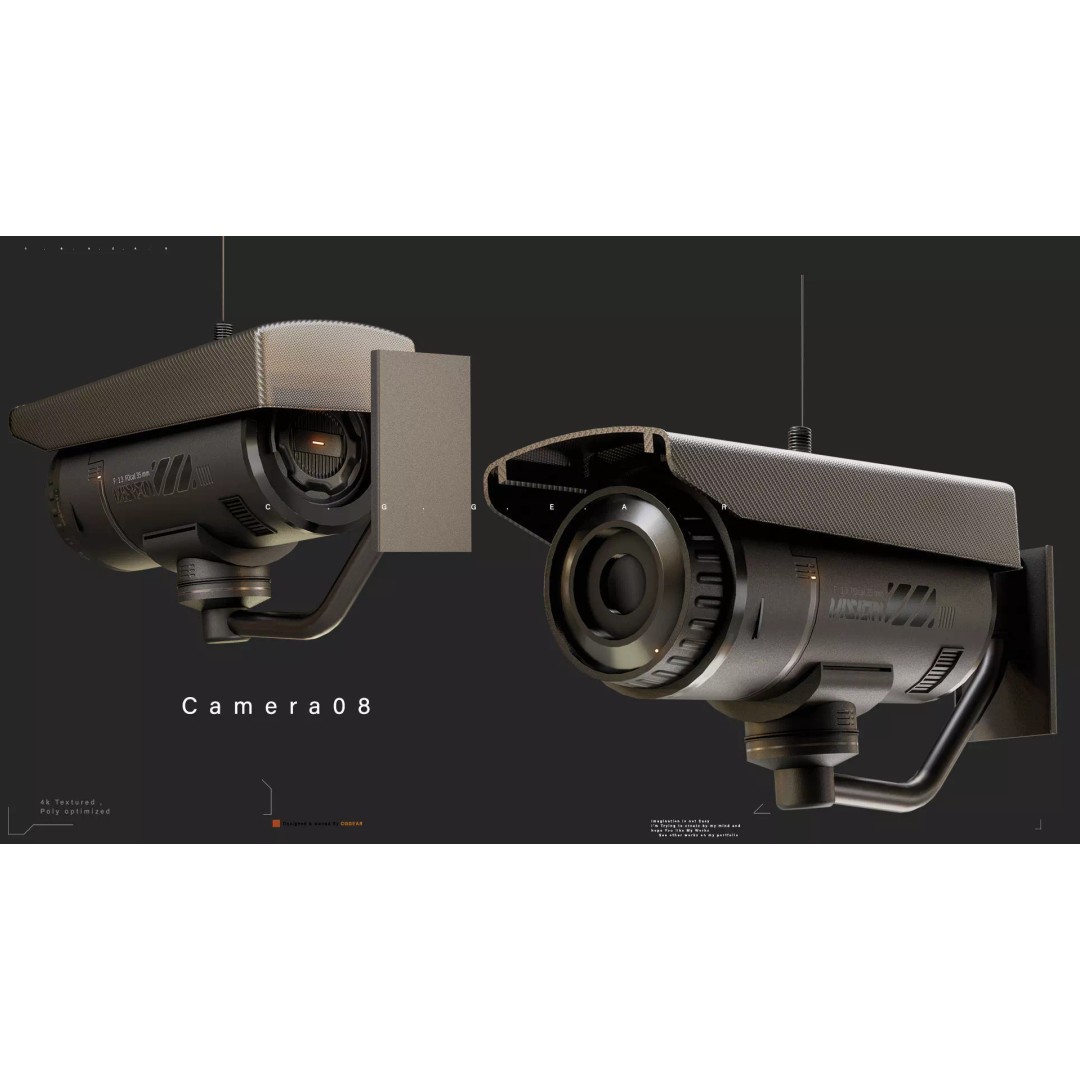 Sci-Fi CCTV Camera 3D Model – High-Detail Pack with 4K Textures, FBX & Blender - View 10