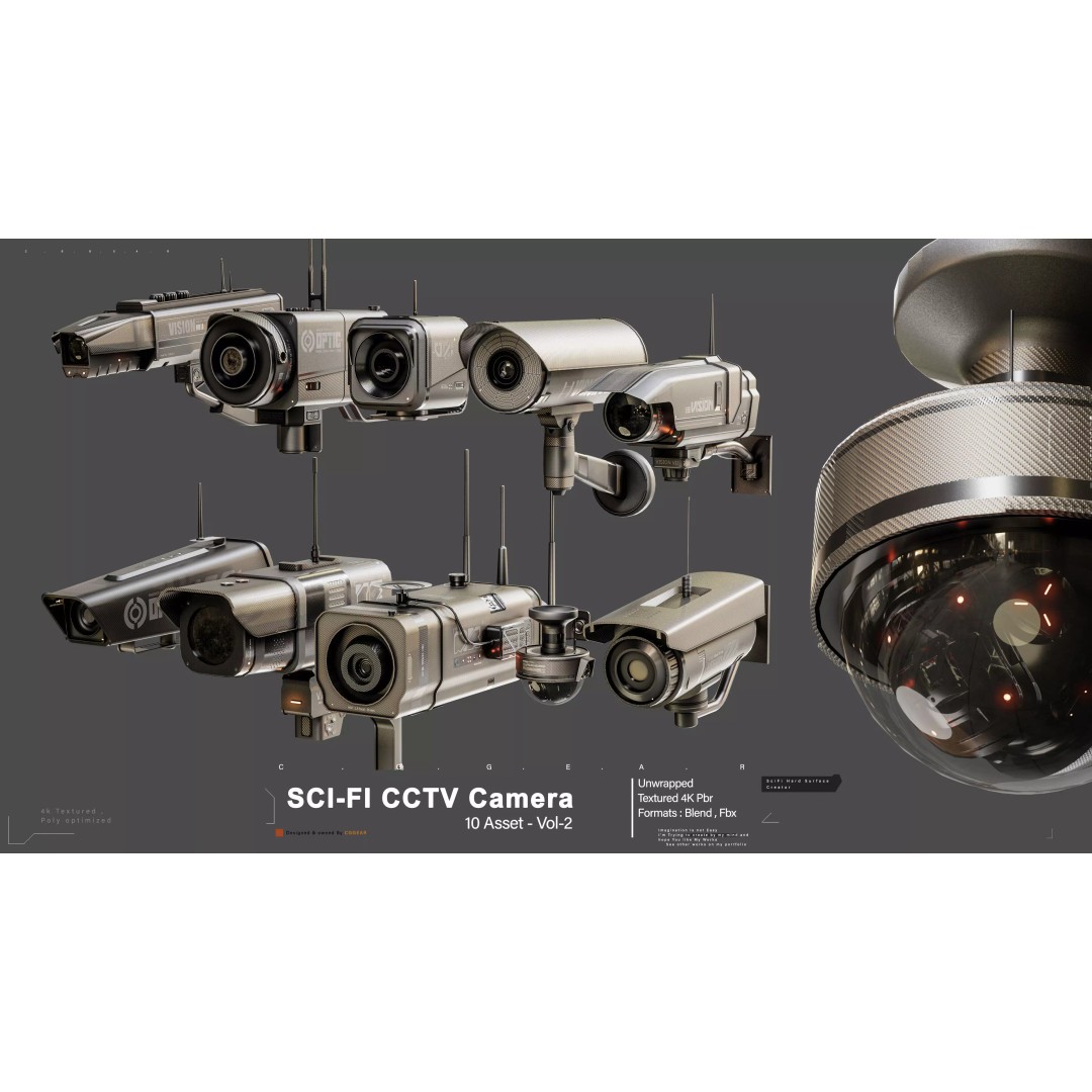 Sci-Fi CCTV Camera 3D Model – High-Detail Pack with 4K Textures, FBX & Blender - View 2