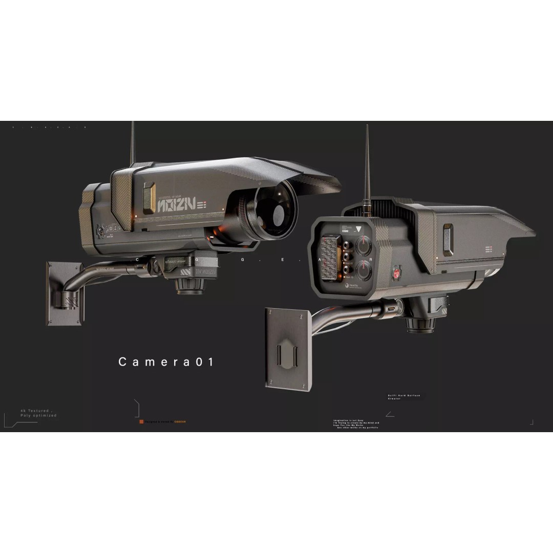 Sci-Fi CCTV Camera 3D Model – High-Detail Pack with 4K Textures, FBX & Blender - View 3