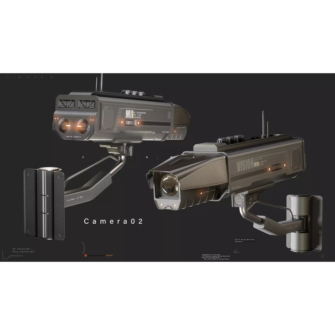 Sci-Fi CCTV Camera 3D Model – High-Detail Pack with 4K Textures, FBX & Blender - View 4