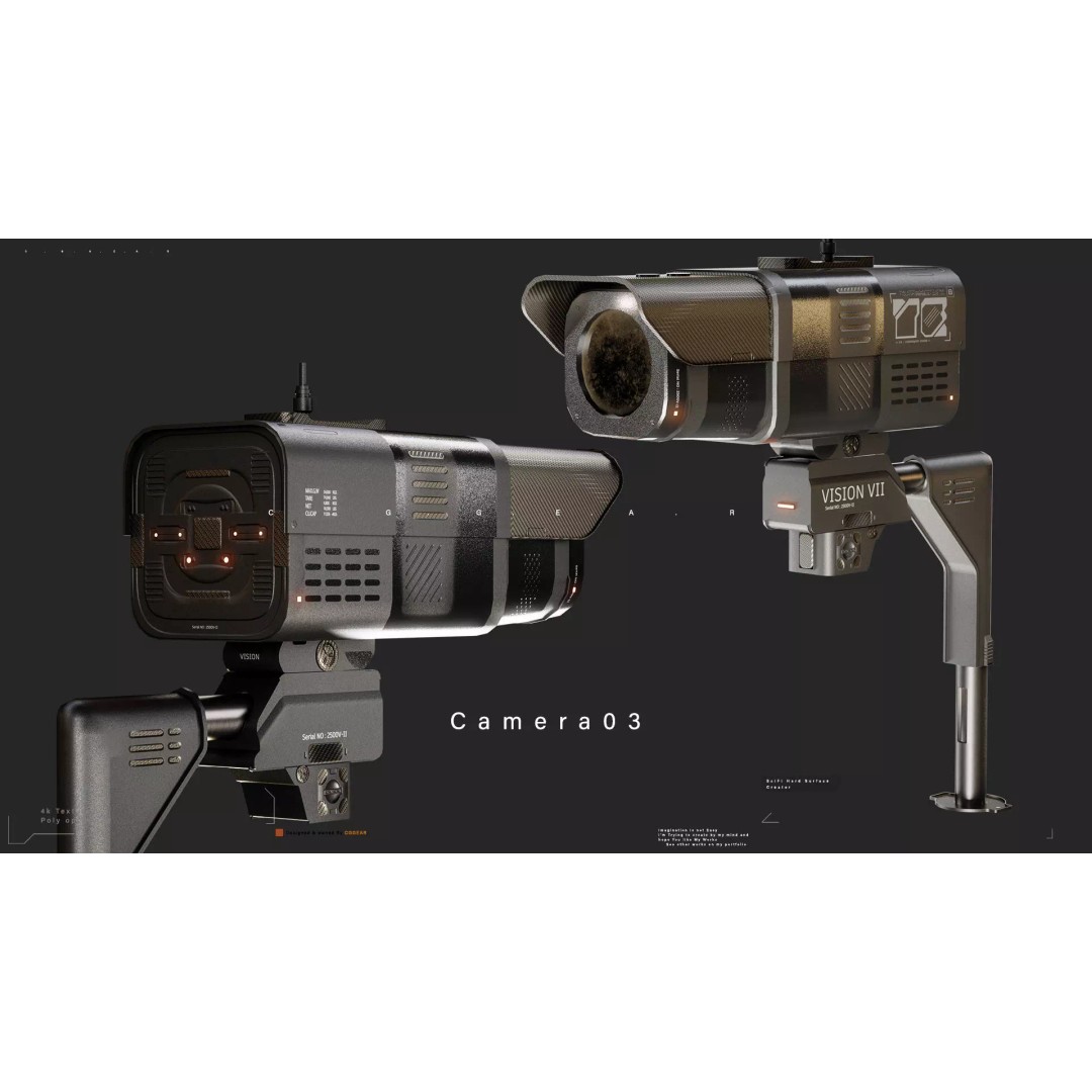 Sci-Fi CCTV Camera 3D Model – High-Detail Pack with 4K Textures, FBX & Blender - View 5