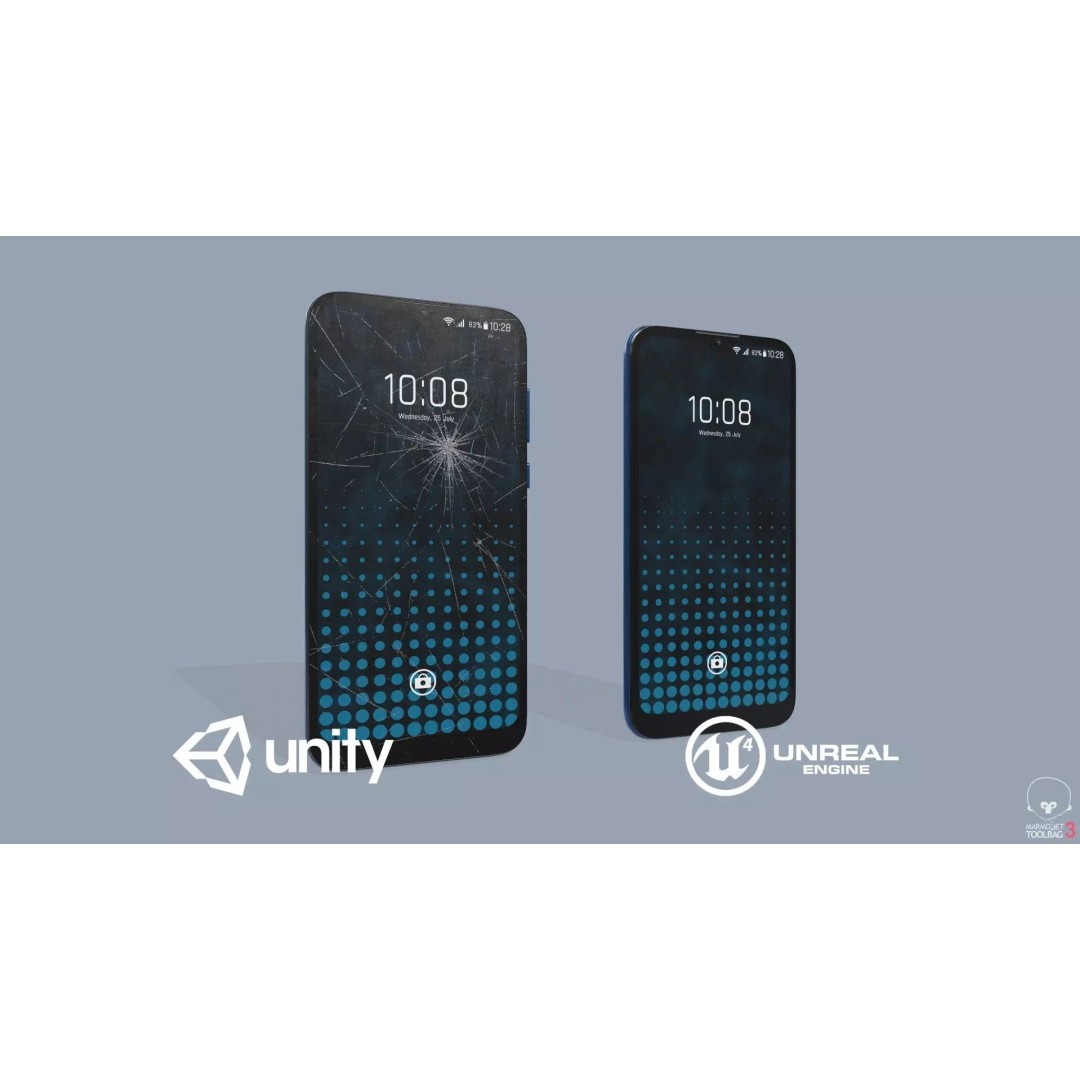 Smartphone 3D Model – Low Poly Game Ready Asset, FBX/OBJ - View 2