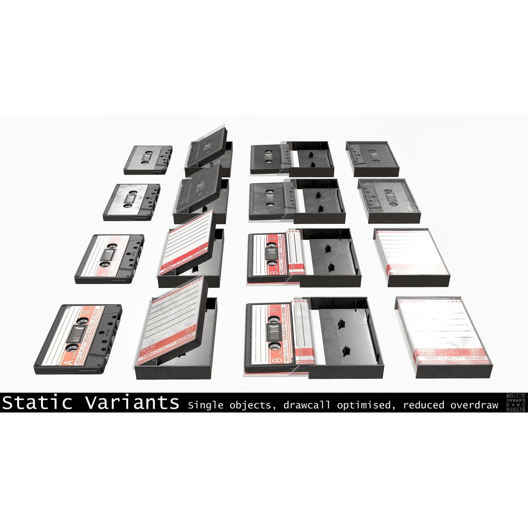 Cassette Tape 3D Model – Low Poly Game Asset, FBX & Blend Formats - View 10