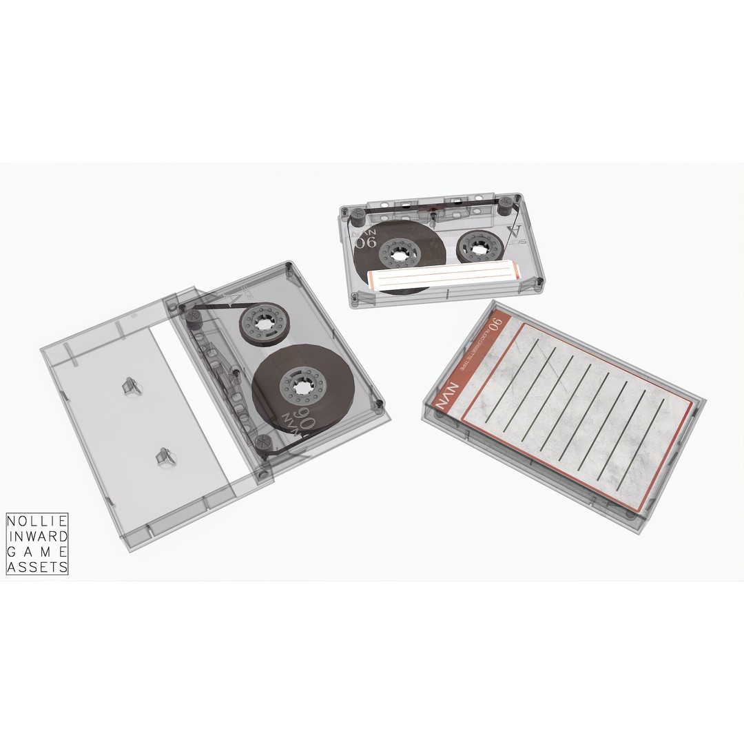 Cassette Tape 3D Model – Low Poly Game Asset, FBX & Blend Formats - View 11