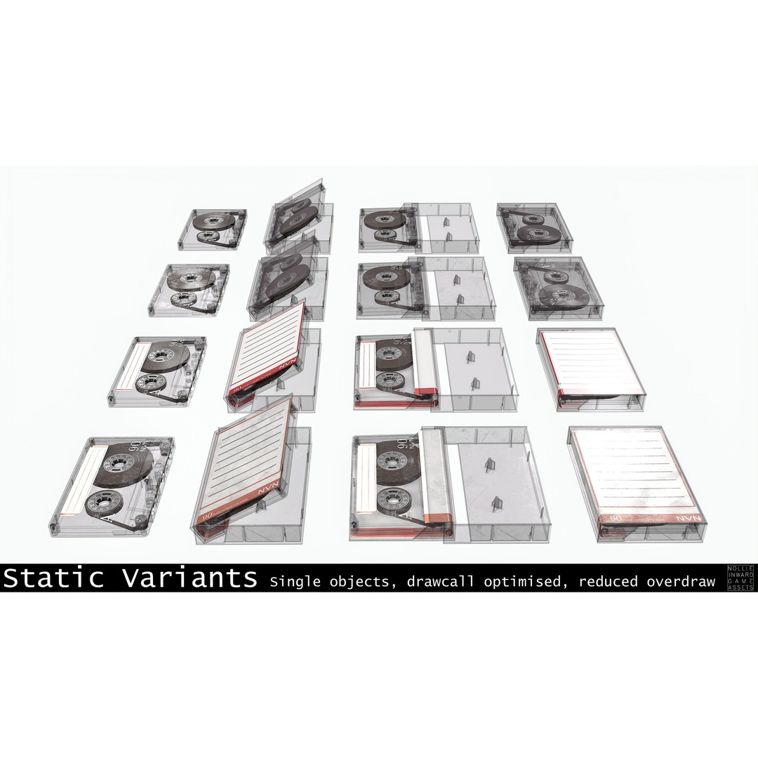 Cassette Tape 3D Model – Low Poly Game Asset, FBX & Blend Formats - View 12