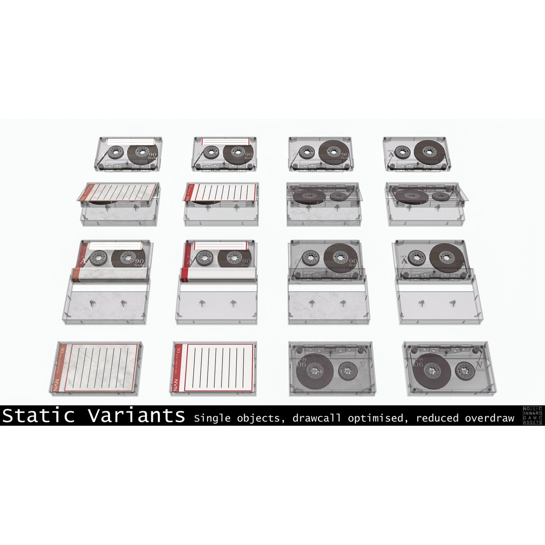 Cassette Tape 3D Model – Low Poly Game Asset, FBX & Blend Formats - View 13