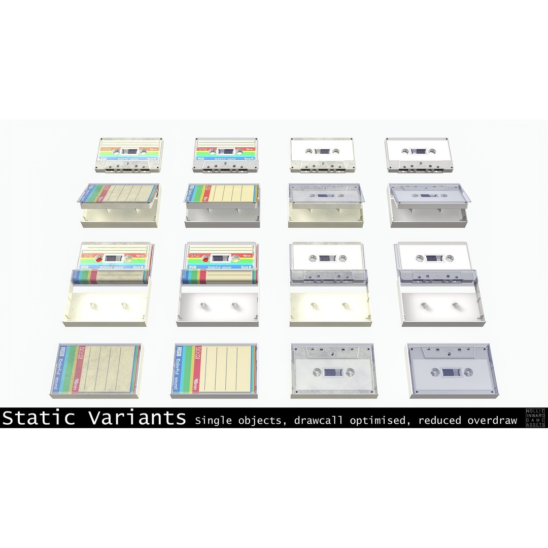 Cassette Tape 3D Model – Low Poly Game Asset, FBX & Blend Formats - View 14