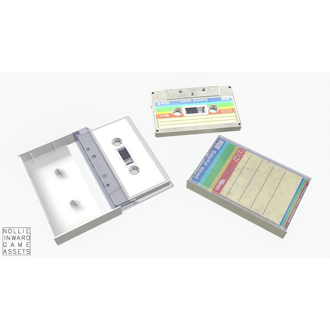 Cassette Tape 3D Model – Low Poly Game Asset, FBX & Blend Formats - View 15