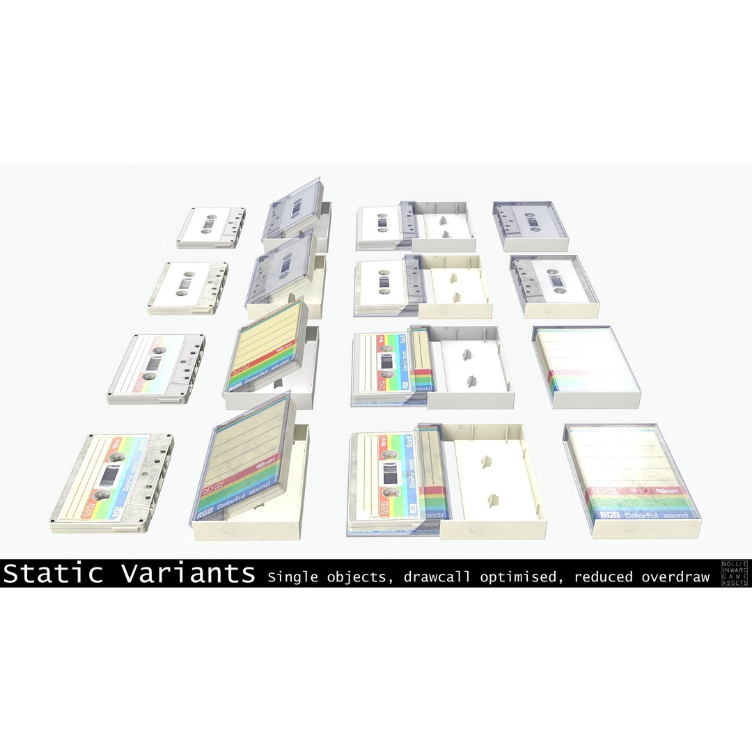 Cassette Tape 3D Model – Low Poly Game Asset, FBX & Blend Formats - View 16