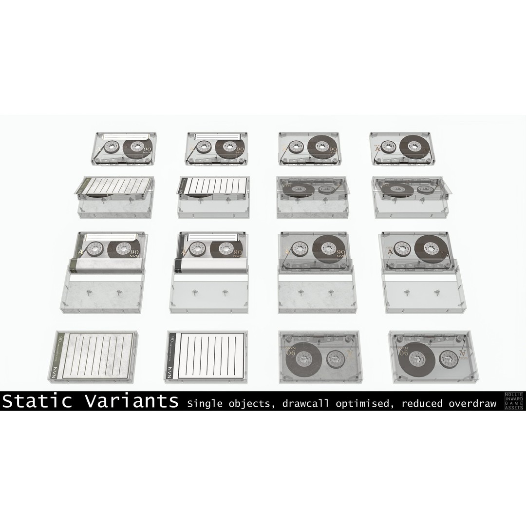 Cassette Tape 3D Model – Low Poly Game Asset, FBX & Blend Formats - View 18