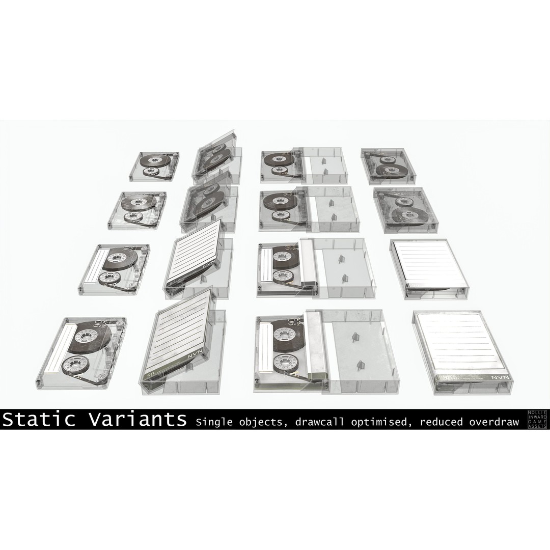 Cassette Tape 3D Model – Low Poly Game Asset, FBX & Blend Formats - View 19