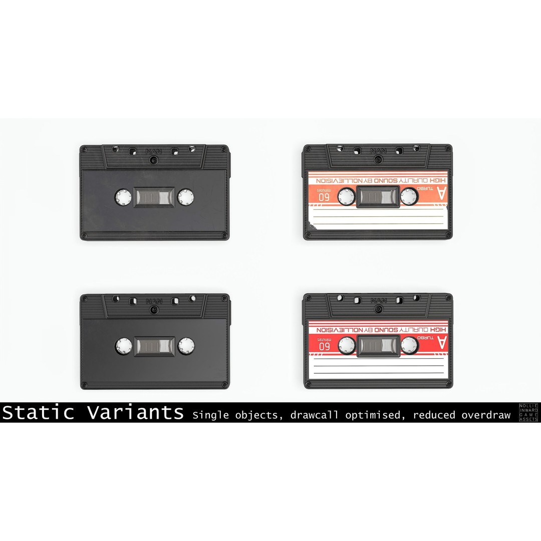 Cassette Tape 3D Model – Low Poly Game Asset, FBX & Blend Formats - View 21