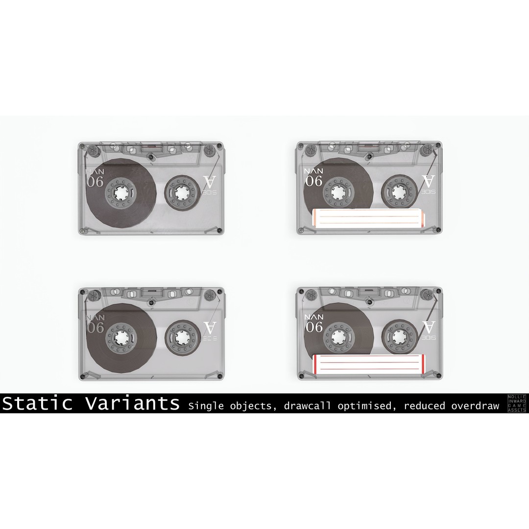 Cassette Tape 3D Model – Low Poly Game Asset, FBX & Blend Formats - View 23