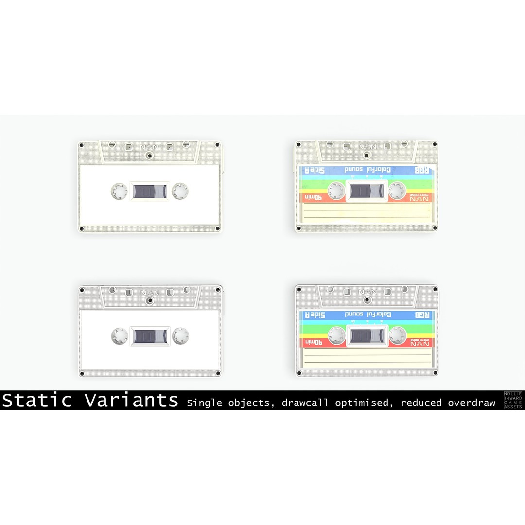 Cassette Tape 3D Model – Low Poly Game Asset, FBX & Blend Formats - View 25