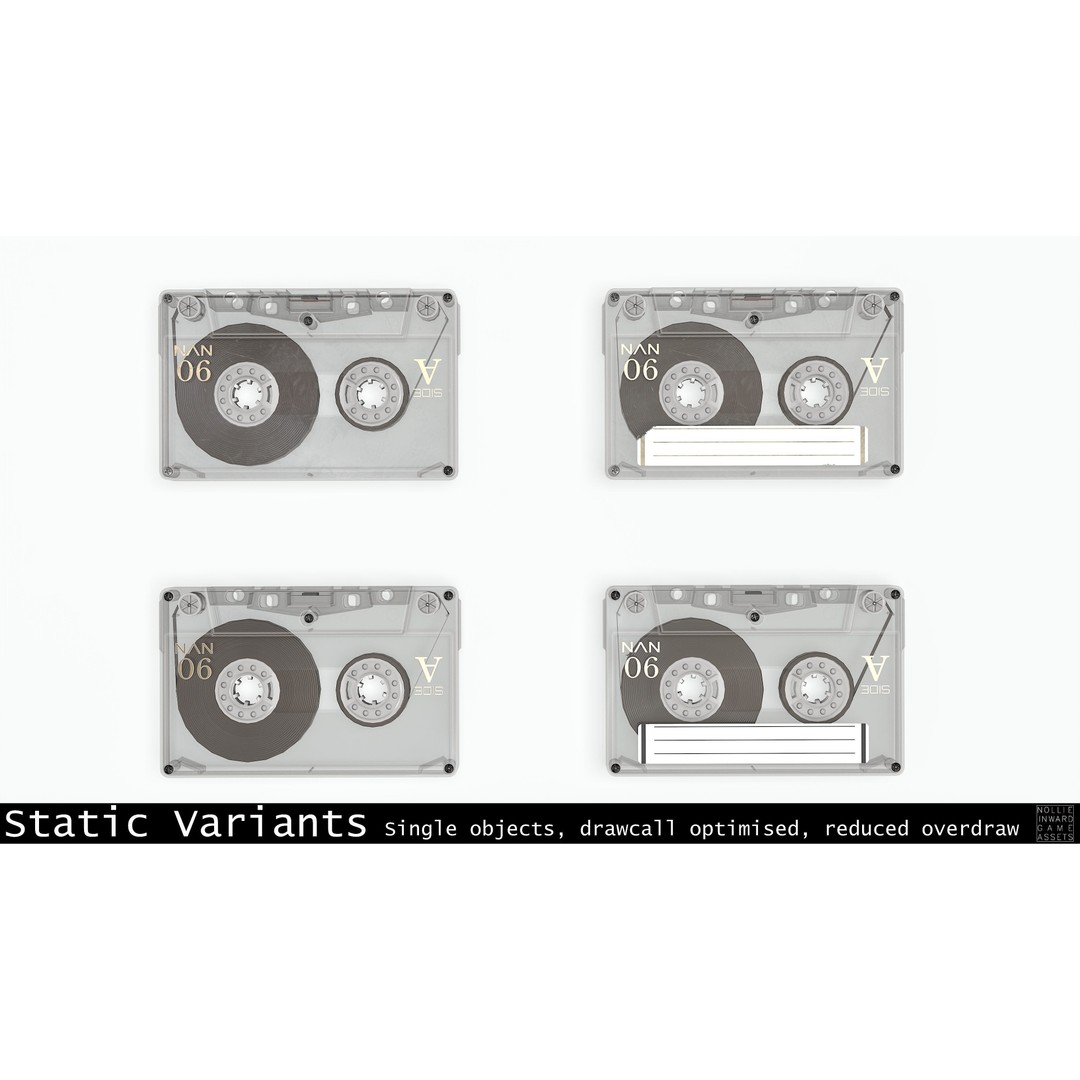 Cassette Tape 3D Model – Low Poly Game Asset, FBX & Blend Formats - View 27