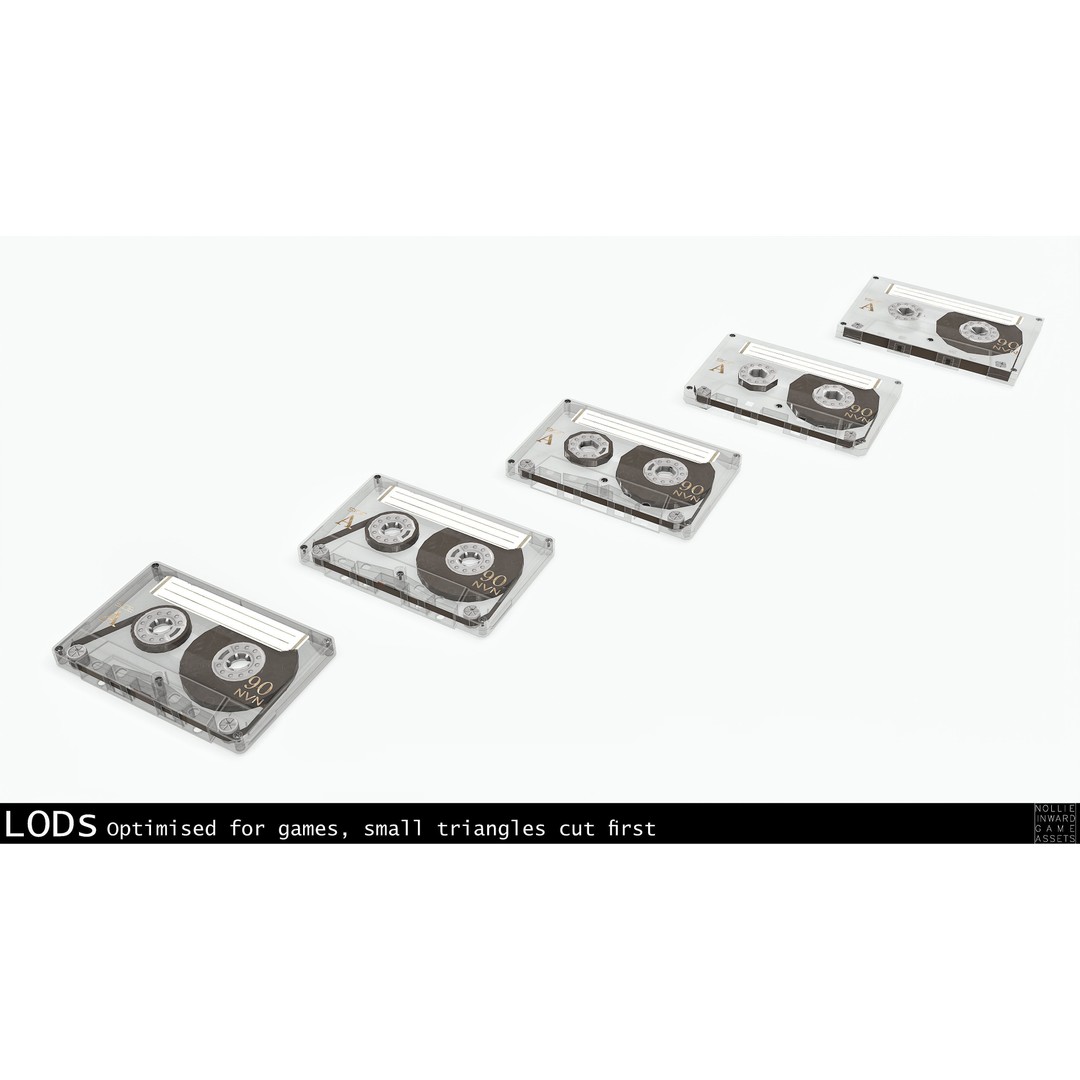 Cassette Tape 3D Model – Low Poly Game Asset, FBX & Blend Formats - View 28