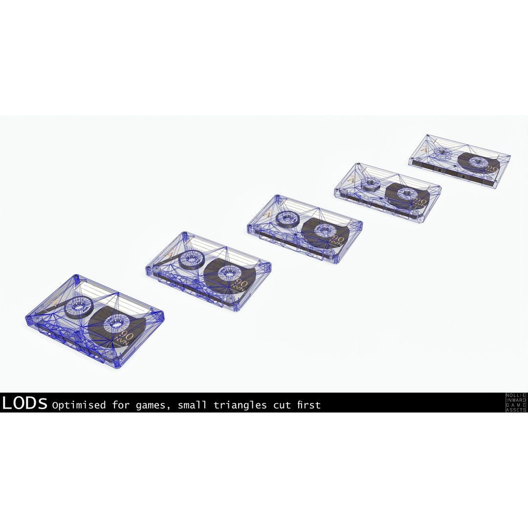 Cassette Tape 3D Model – Low Poly Game Asset, FBX & Blend Formats - View 29