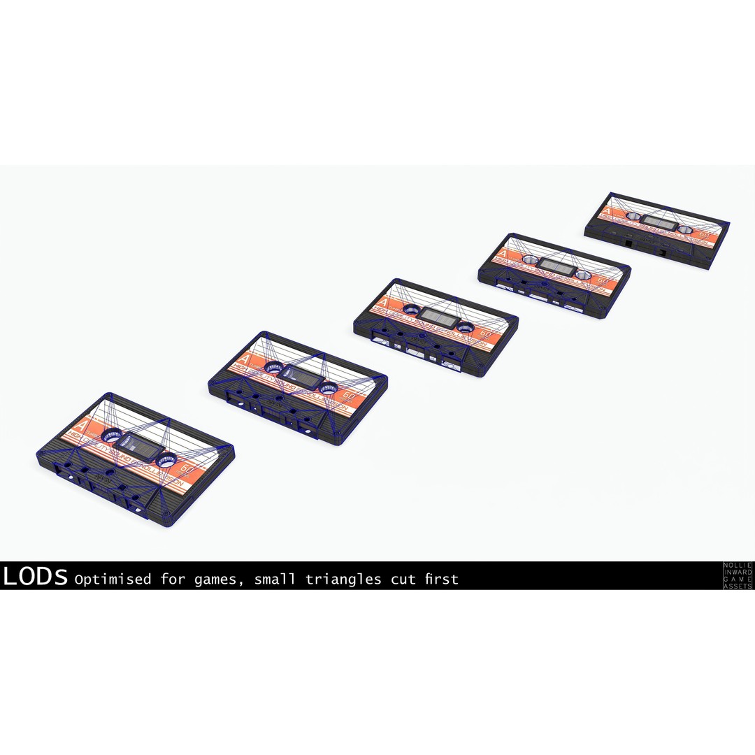Cassette Tape 3D Model – Low Poly Game Asset, FBX & Blend Formats - View 31