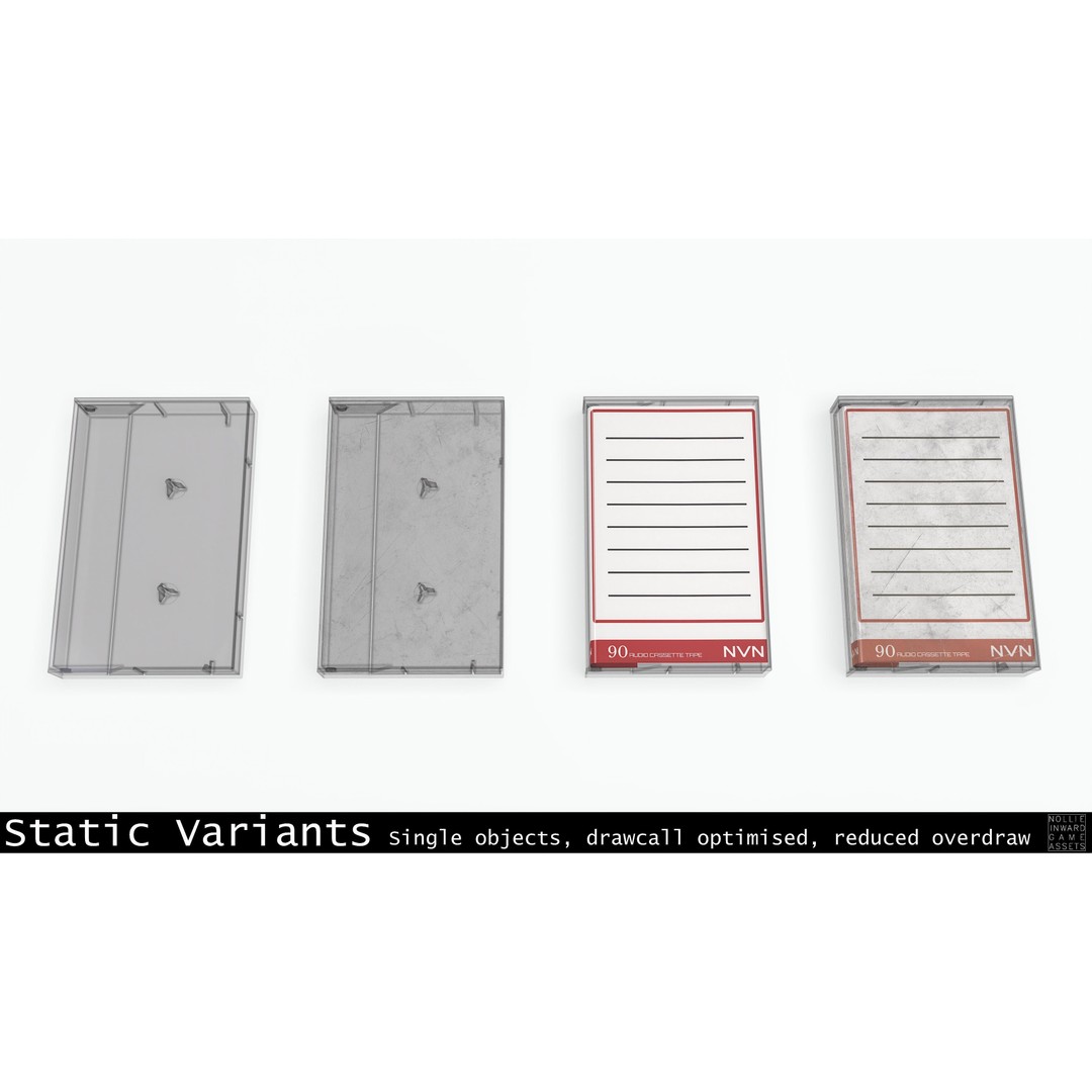 Cassette Tape 3D Model – Low Poly Game Asset, FBX & Blend Formats - View 36