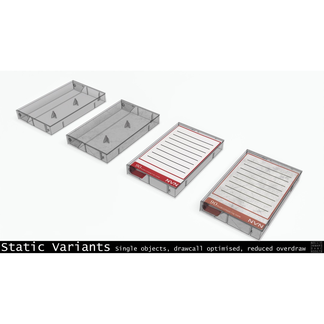 Cassette Tape 3D Model – Low Poly Game Asset, FBX & Blend Formats - View 37