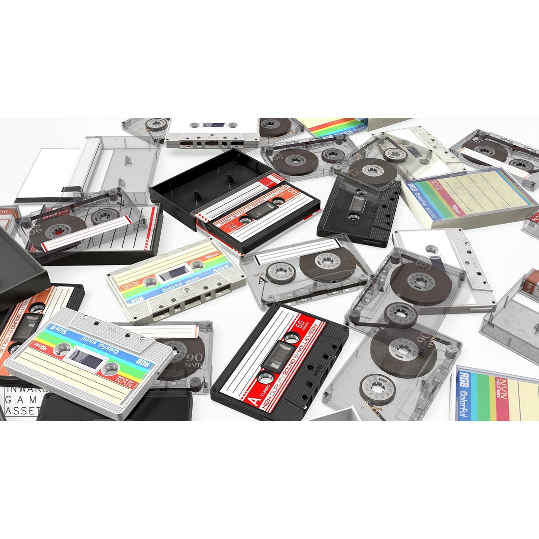 Cassette Tape 3D Model – Low Poly Game Asset, FBX & Blend Formats - View 6