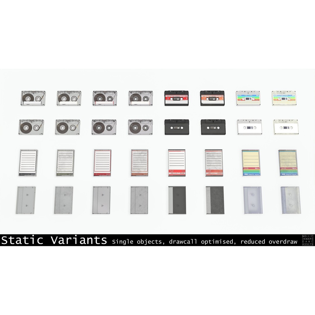 Cassette Tape 3D Model – Low Poly Game Asset, FBX & Blend Formats - View 7