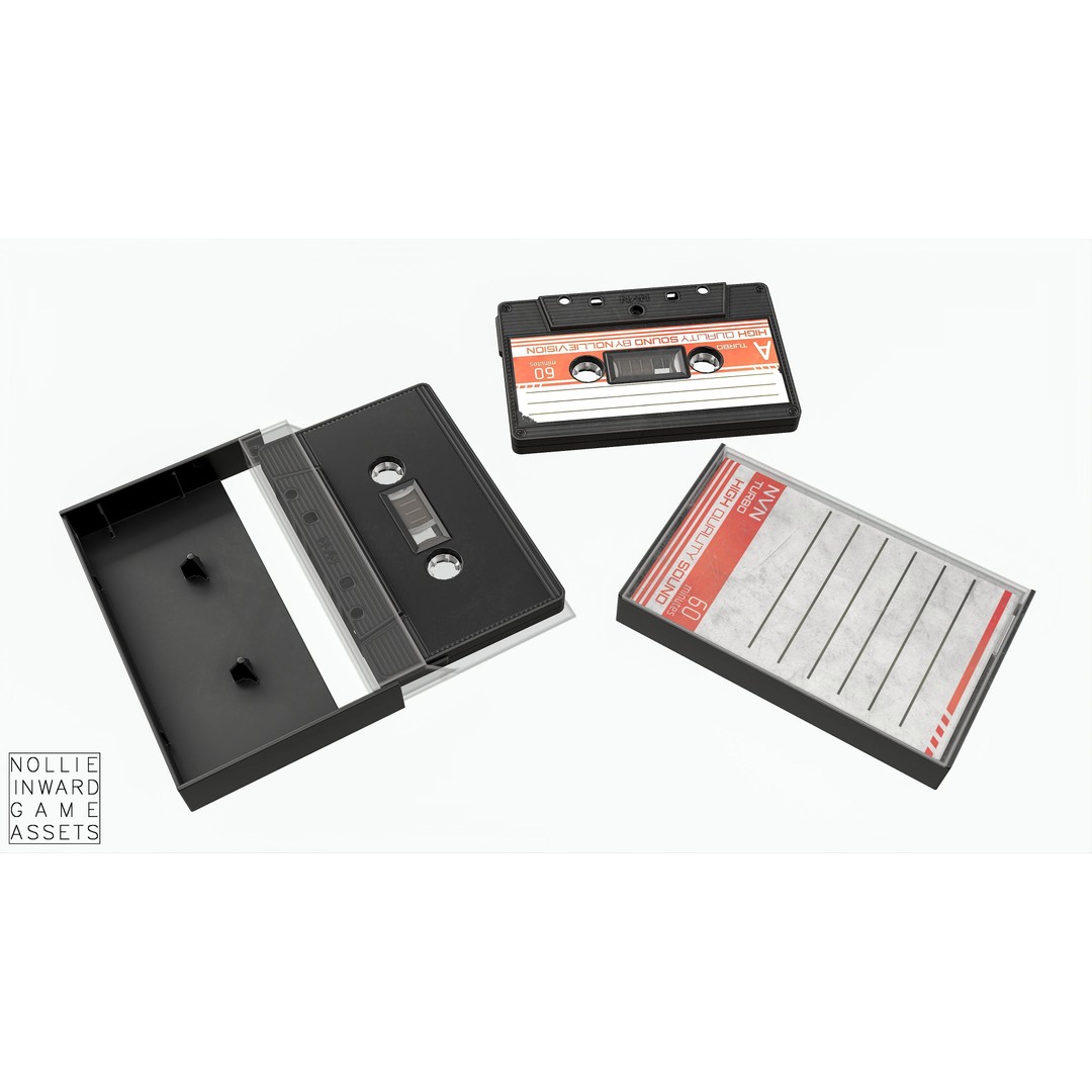 Cassette Tape 3D Model – Low Poly Game Asset, FBX & Blend Formats - View 8