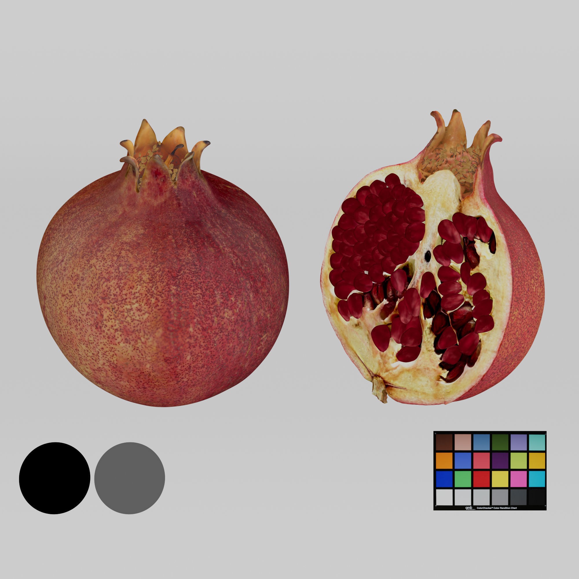 Pomegranate - Low-Poly Game-Ready 3D Model - View 4