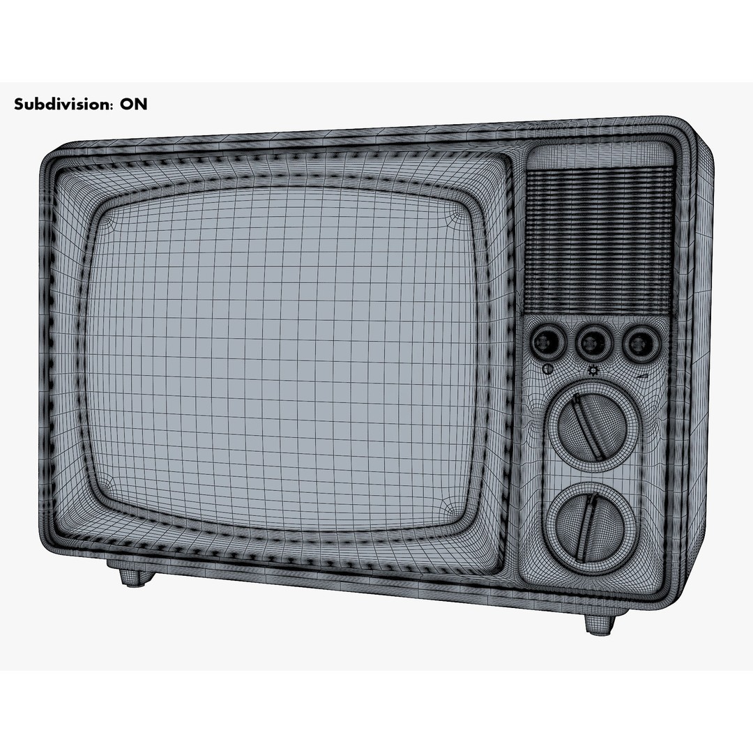 Generic Retro TV 3D Model – Vintage CRT Television, PBR Textures - View 13
