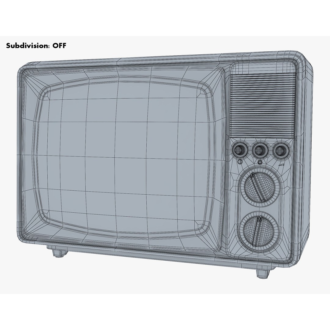 Generic Retro TV 3D Model – Vintage CRT Television, PBR Textures - View 14