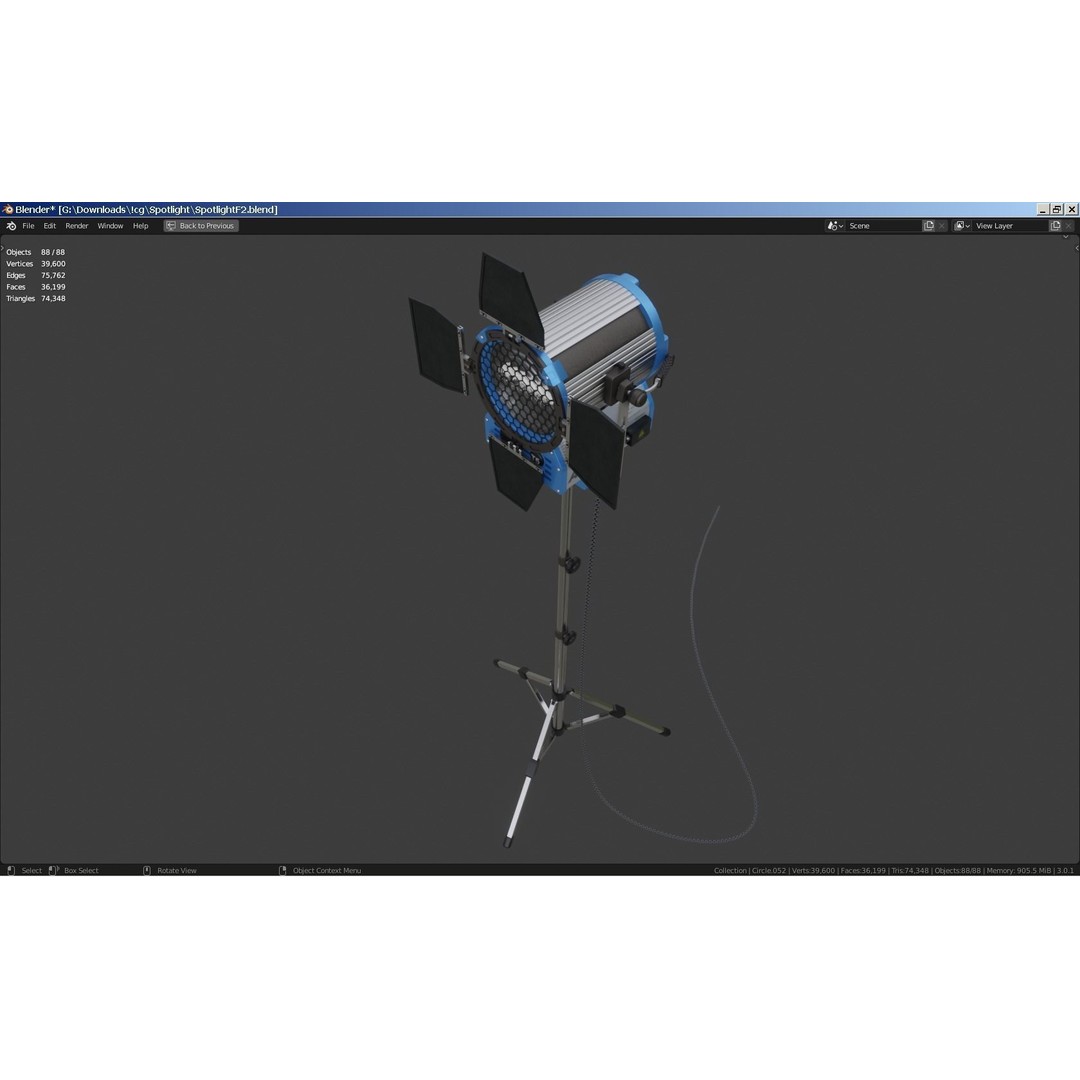 Photography Studio Spotlight 3D Model – Realistic Tungsten Light, FBX