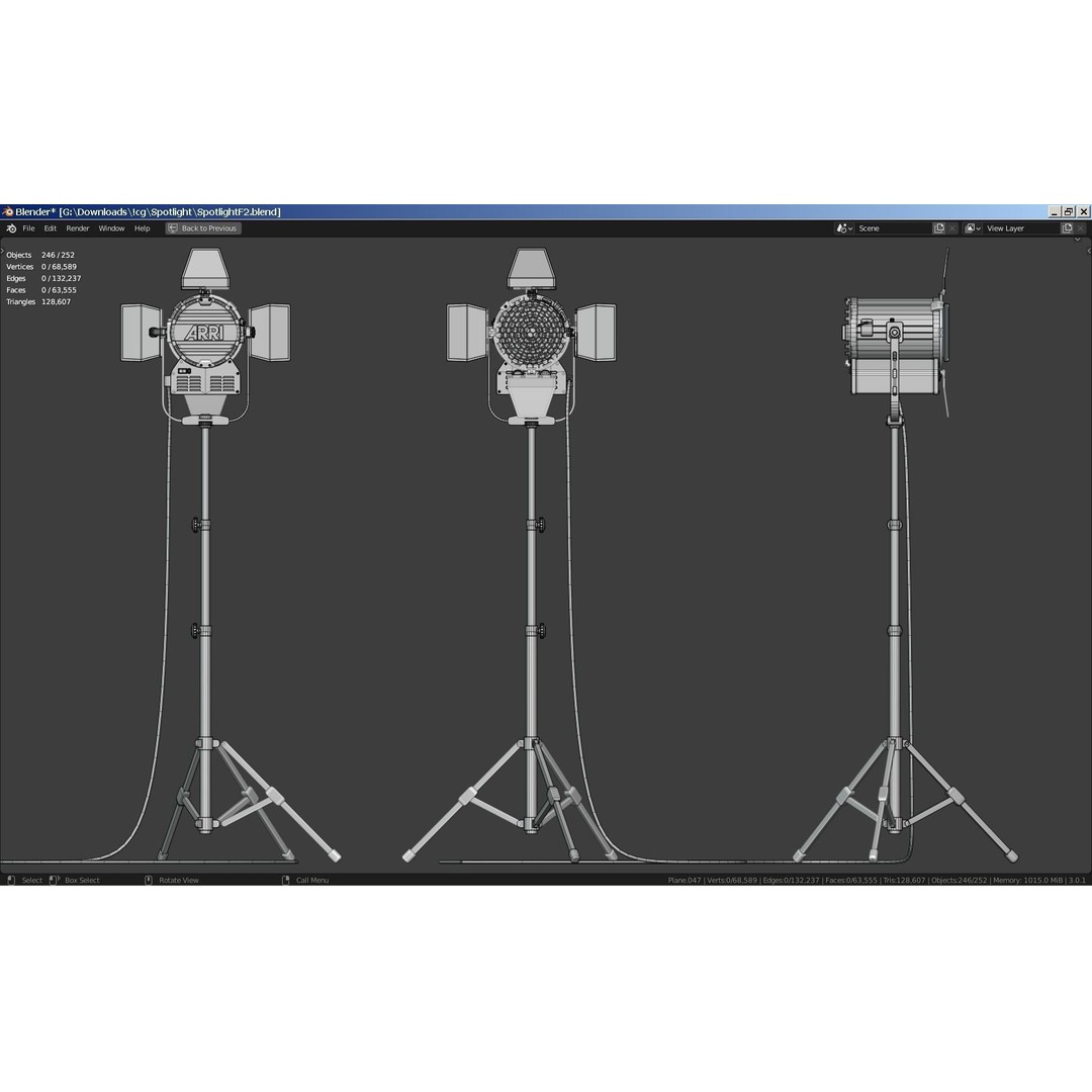 Photography Studio Spotlight 3D Model – Realistic Tungsten Light, FBX - View 10