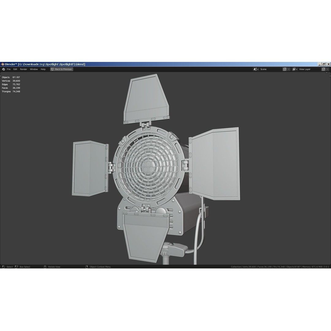 Photography Studio Spotlight 3D Model – Realistic Tungsten Light, FBX - View 12