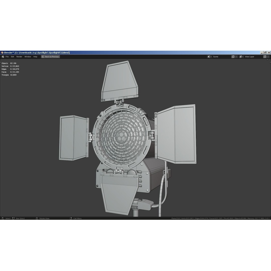 Photography Studio Spotlight 3D Model – Realistic Tungsten Light, FBX - View 13