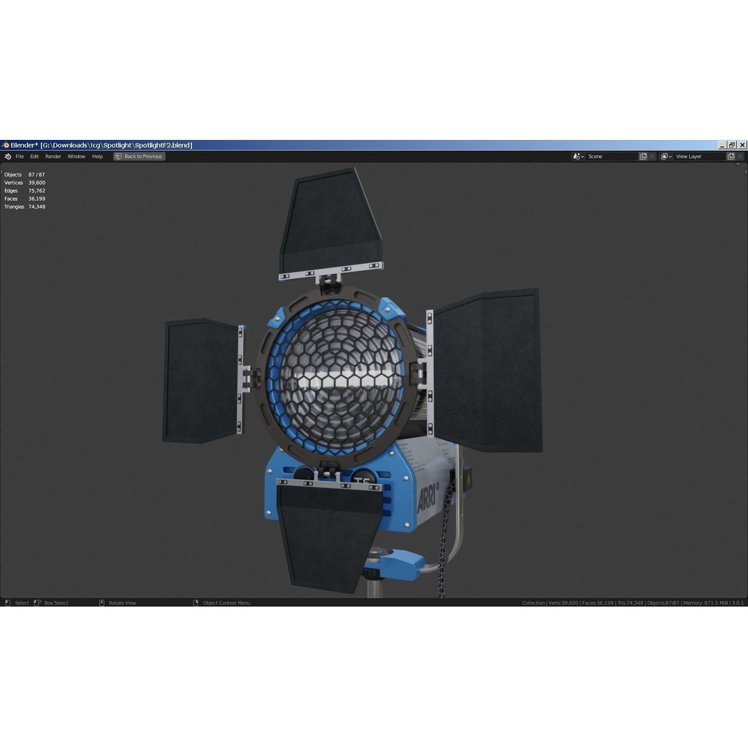 Photography Studio Spotlight 3D Model – Realistic Tungsten Light, FBX - View 14